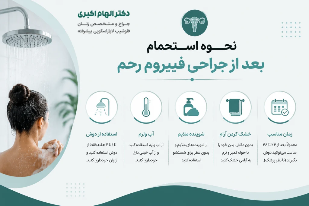استحمام بعد از جراحی فیبروم رحم