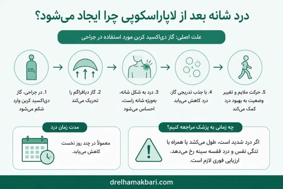 نمای توضیحی درباره درد شانه بعد از لاپاراسکوپی چرا ایجاد میشود