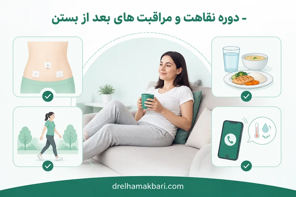 راهنمای مراقبت و نقاهت پس از جراحی لاپاراسکوپی